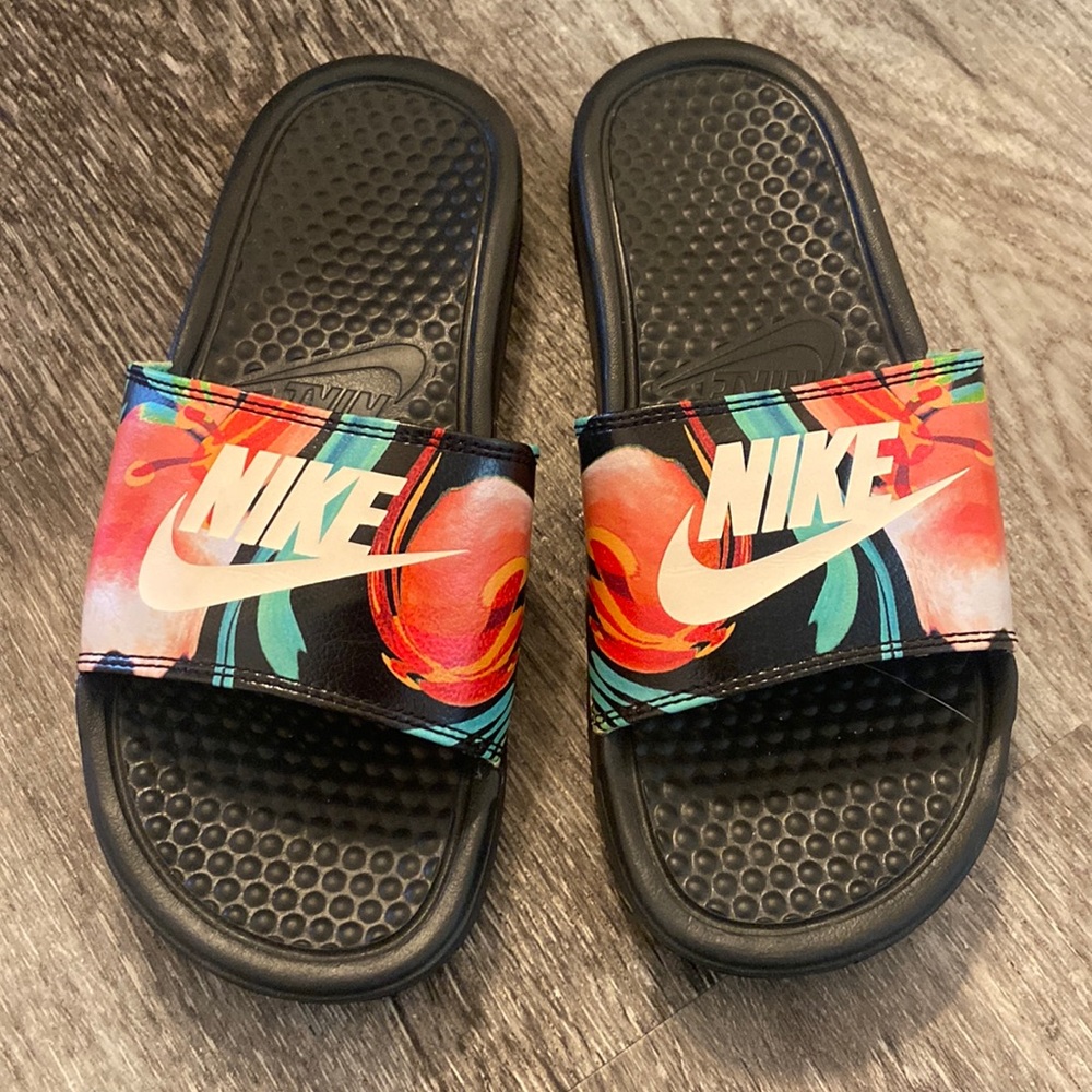 Nike Black and Multicolor Women's Sandals